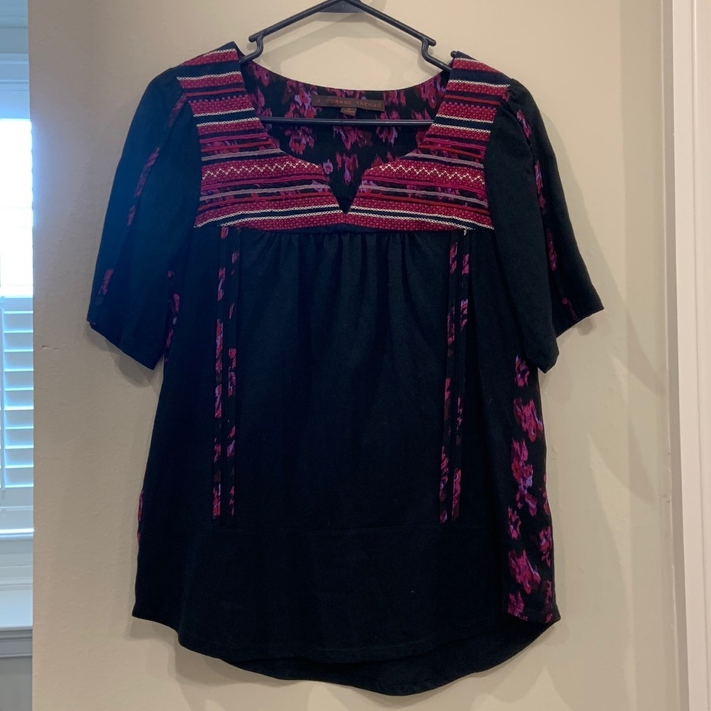 A common thread black and pink top- medium